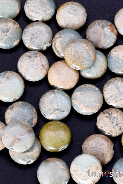 Natuursteen kralen - Ø 10 mm, gat 1 mm - watergroen-grijs-beige